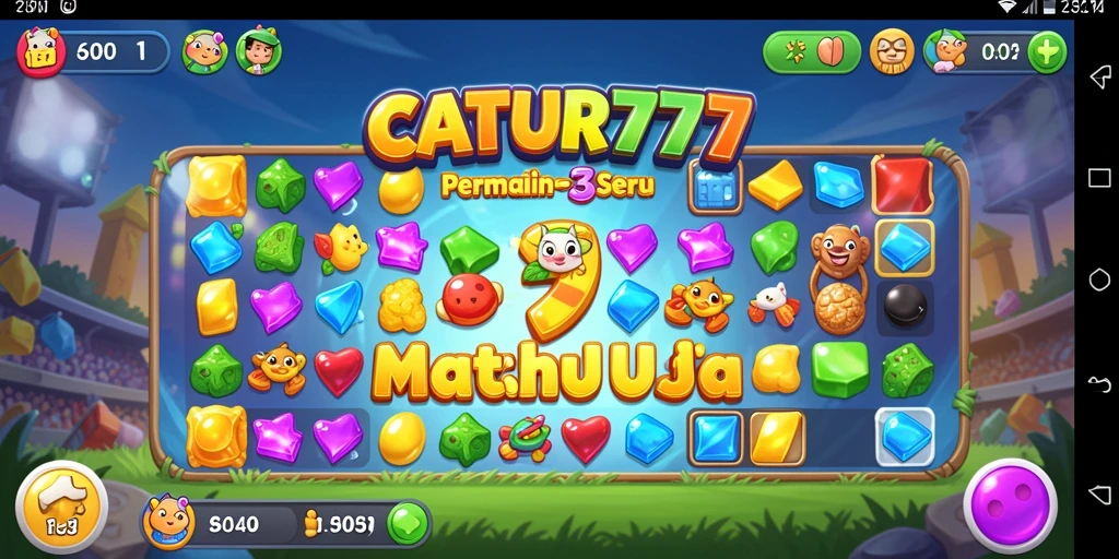 Tampilan gameplay seru dari CATUR777 dalam menyelesaikan tantangan Match-3.