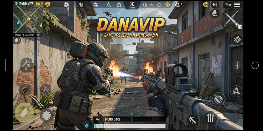Tampilan gameplay <strong>DANAVIP</strong> yang mendebarkan dalam pertempuran TPS.