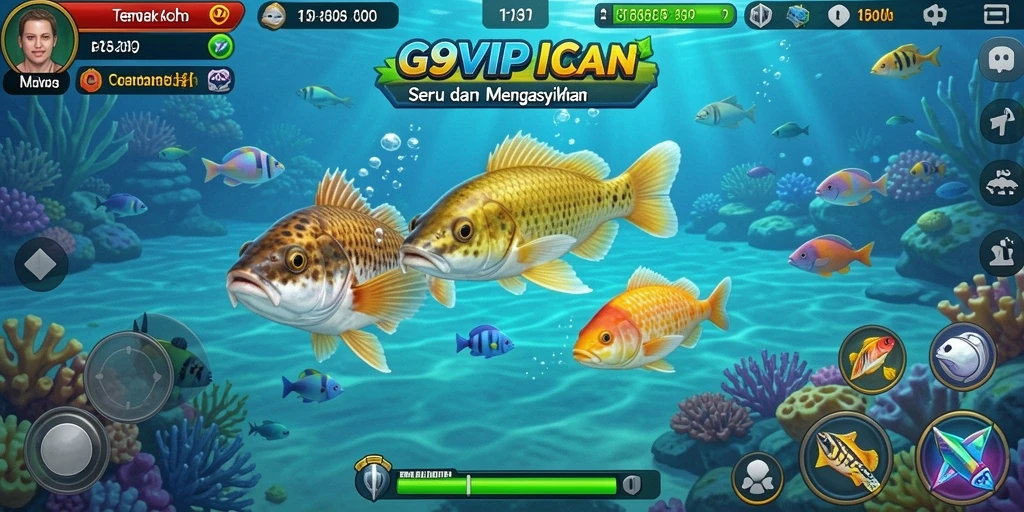Tampilan screenshot G9VIP menunjukkan serunya menangkap ikan.