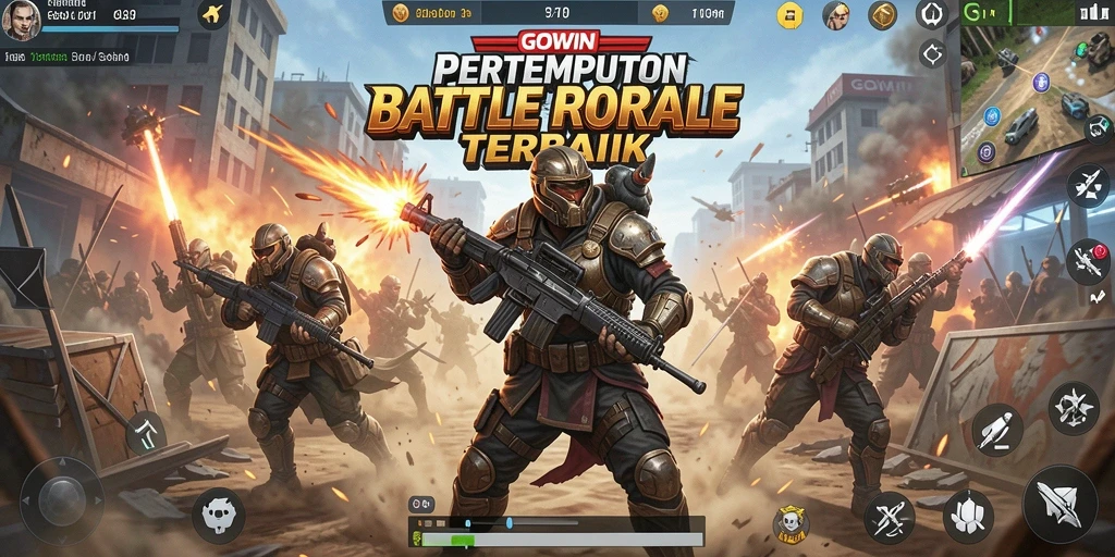 Tangkapan layar GOWIN menampilkan aksi seru dalam game Battle Royale.