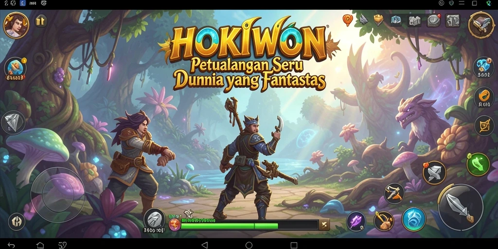 Tangkapan layar gameplay HOKIWON yang menampilkan petualangan seru.