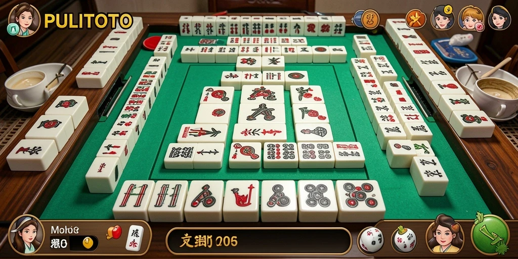 Screenshot gameplay PULITOTO yang menampilkan suasana permainan Mahjong yang mengasyikkan.