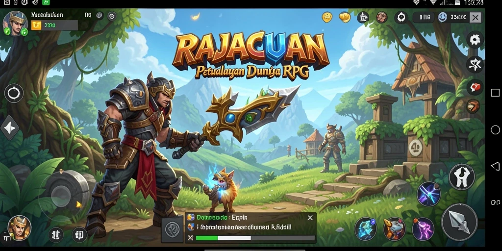 Tampilkan gameplay seru dari RAJACUAN dengan misi dan pertempuran intens.